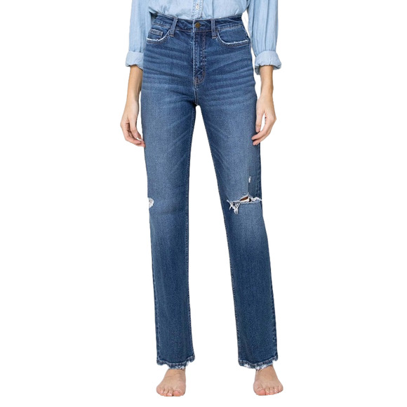 Flying Monkey Super High Rise Straight Leg Jeans - F4120 - Size 27 - Picture 3 of 13